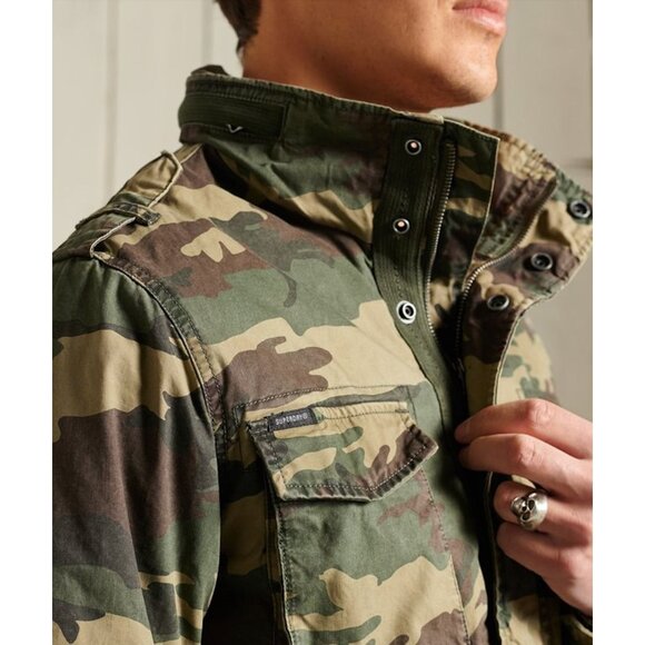 Superdry Mens Rookie Edition Camo Patch Military Jacket Size Large Green AN EXC - Picture 2 of 12